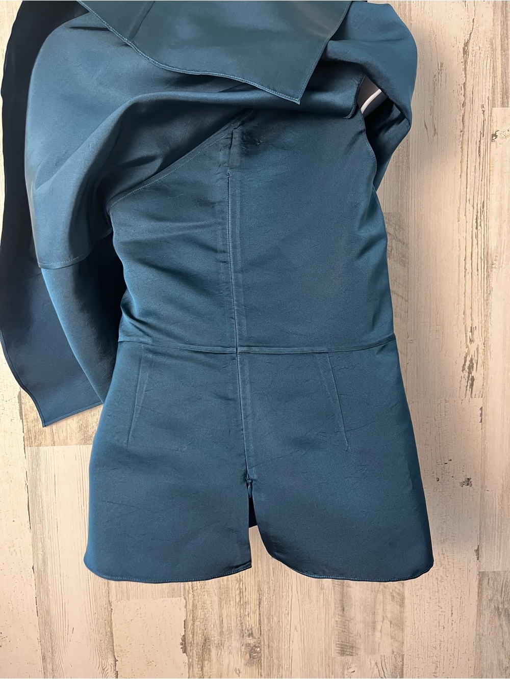 Narciso Rodriguez Teal Blue Draped One Shoulder Silk  Top 38 - Picture 3 of 10